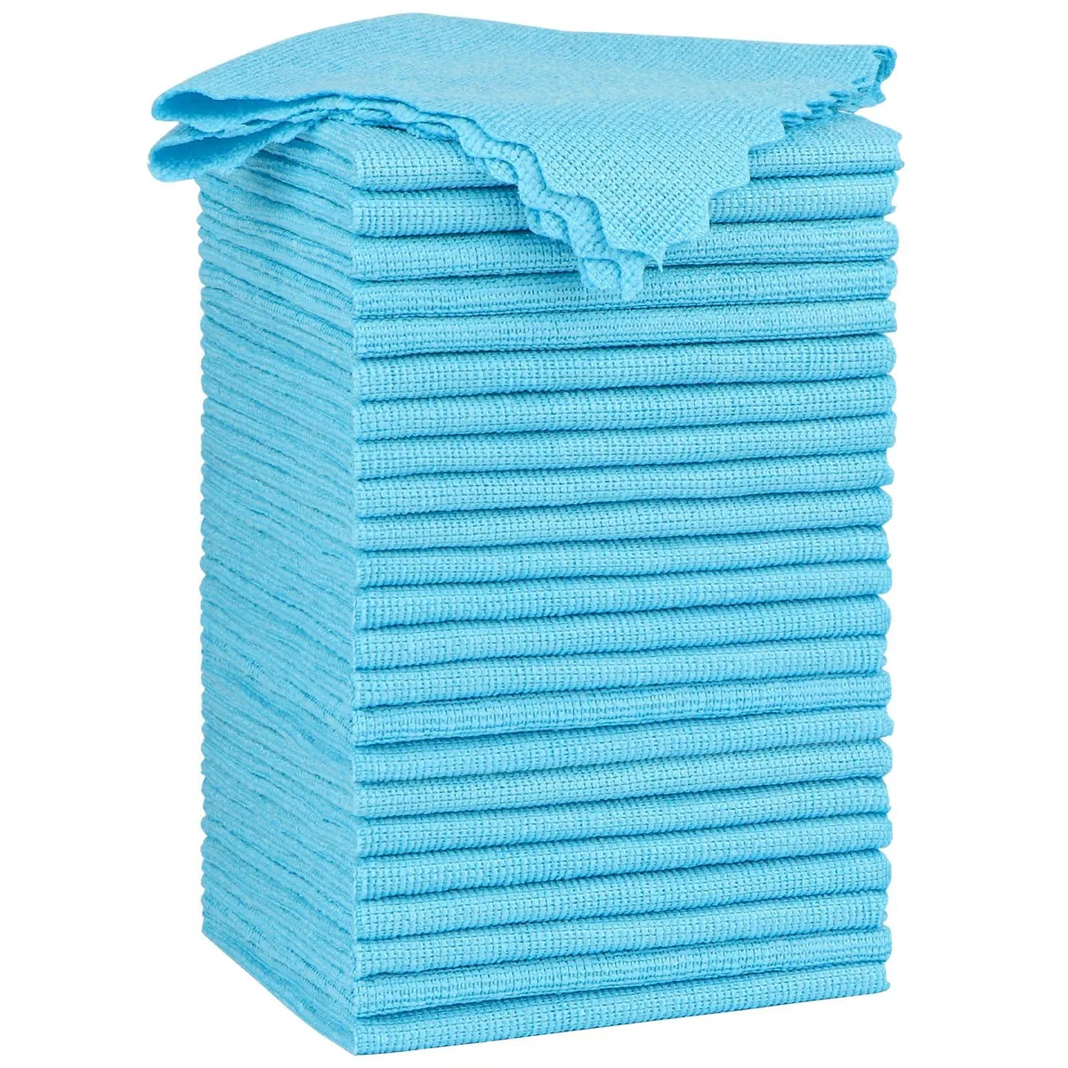 Stack of 24 blue microfiber cloths, each 12 by 11 inches, soft lint‑free finish
