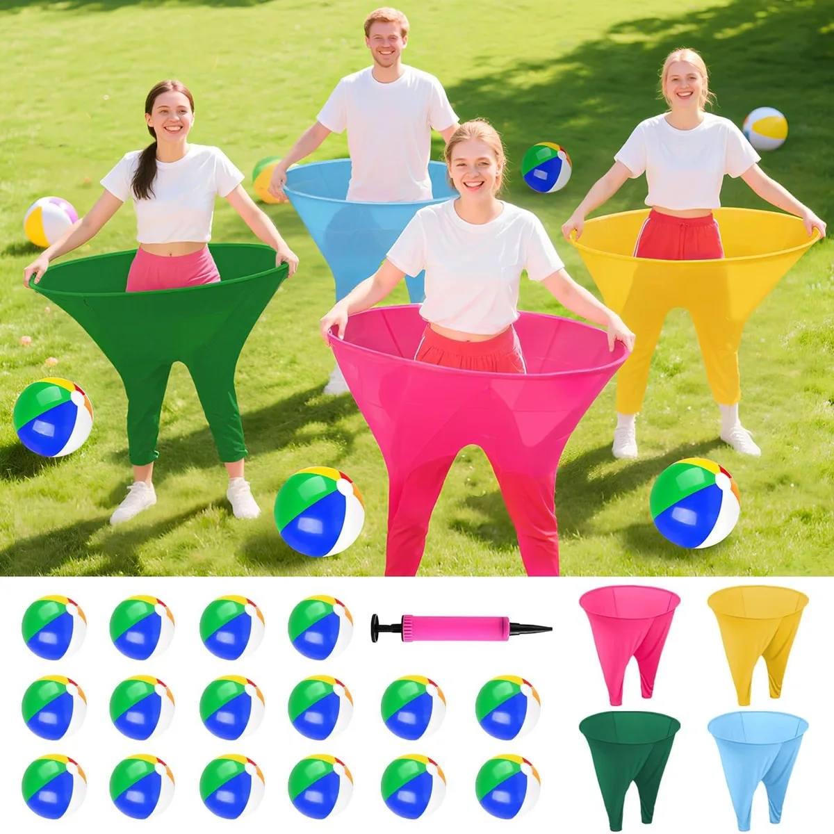  Worry Free Gadgets Granny Pants Outdoor Game 4 Pairs 16 Balls 1 Pump 31.2 x 42.2 in Black — product photo