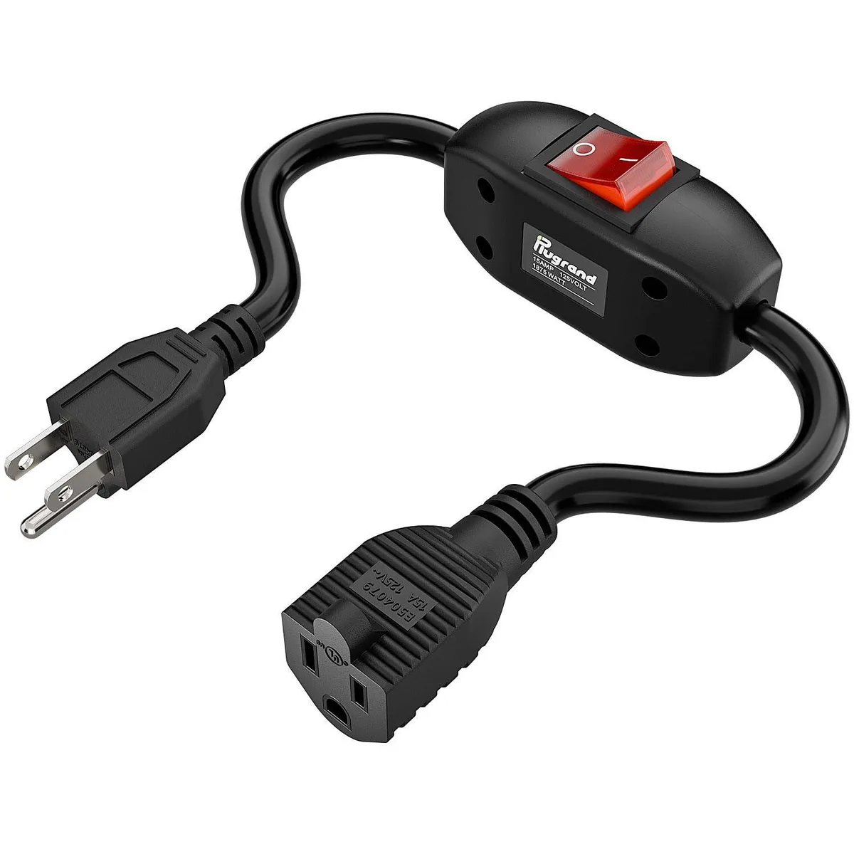  Plugrand WA-003 power extension cord 40CM 14AWG on/off switch — product photo