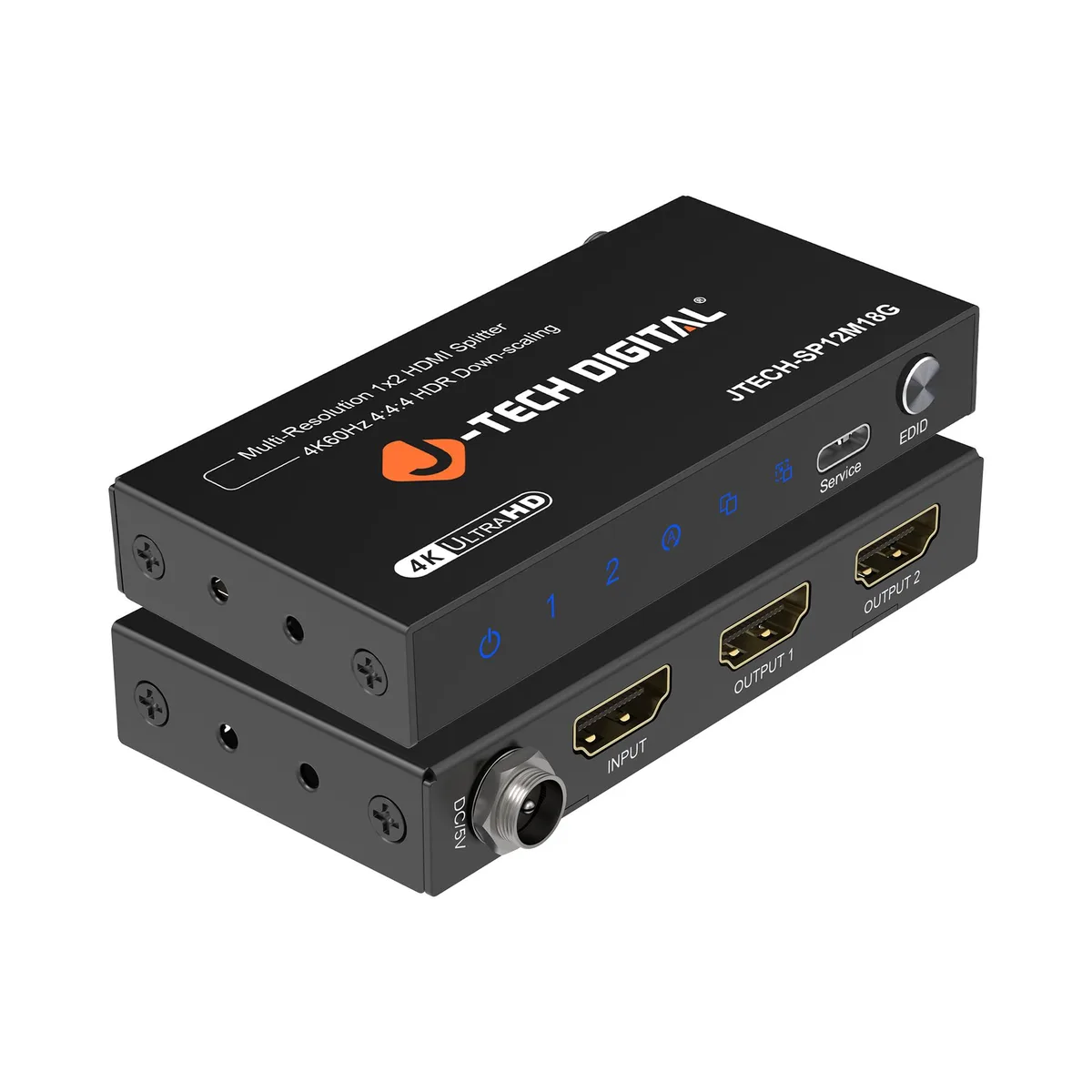 J-Tech Digital Inc. J-Tech Digital JTECH-SP12M18G 1x2 HDMI video splitter 4K@60Hz downscaling — product photo