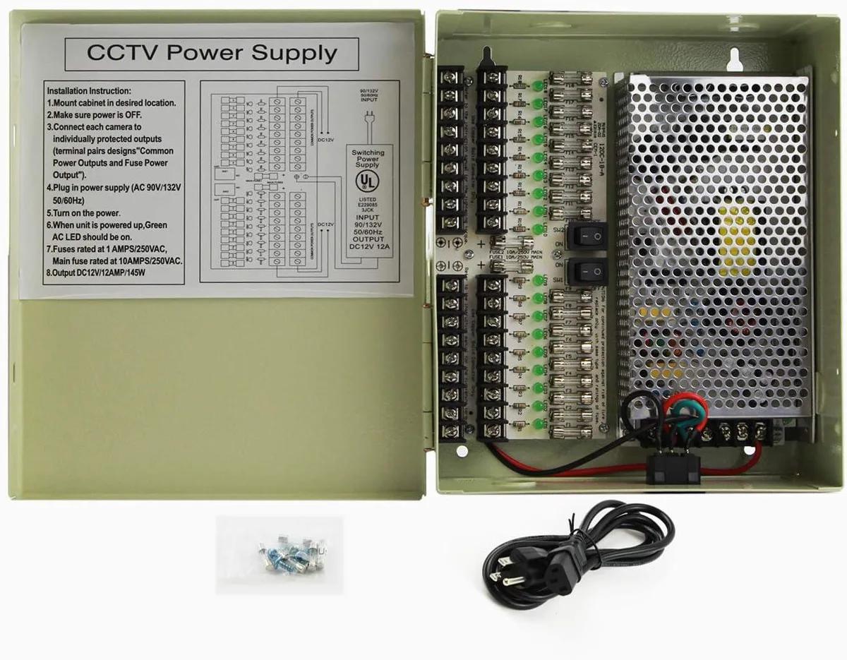 Universal Universal 18 Output 29 Amp 12V DC CCTV Power Supply Box — product photo