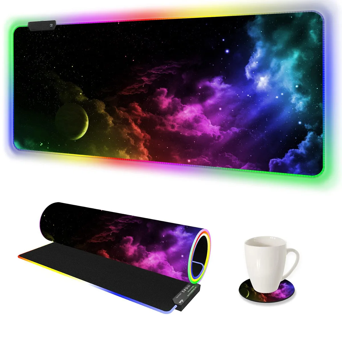 KEHIPI KEHIPI Large RGB Gaming Mouse Pad Nebula Universe 900x400mm 14 Lighting Modes — product photo