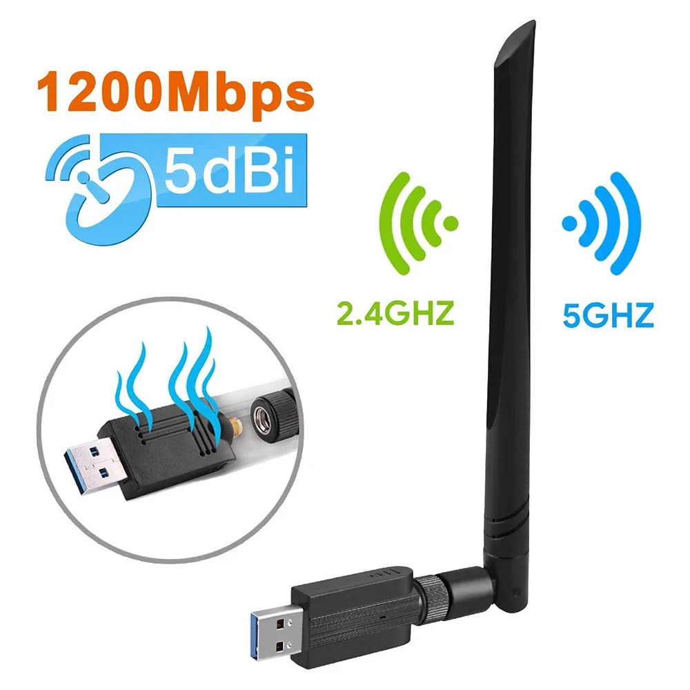 SMA SMA USB 3.0 Wi-Fi Adapter 1200Mbps 5dBi Antenna — product photo