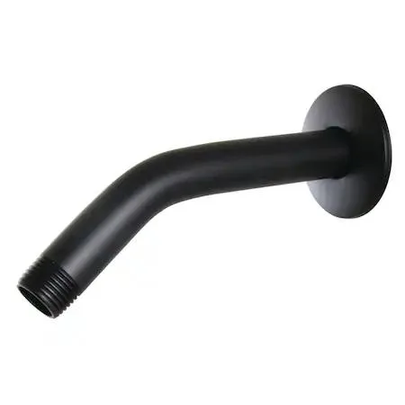 Matte black shower arm with flange, cylindrical form