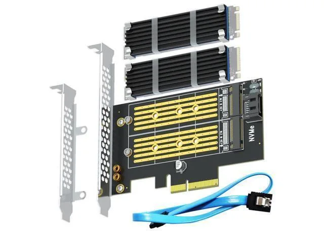 LORDWORLD LORDWORLD PA12-HS Dual M.2 NVMe SATA SSD Adapter with Heatsink PCIe 4.0 — product photo