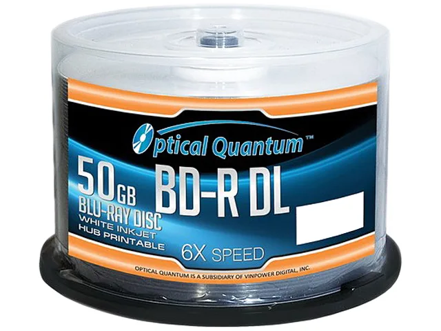 VinPower VinPower OQBDRDL06WIPH-50 50GB 6X BD-R DL White Inkjet Printable 50 Pack Blu-ray Media — product photo