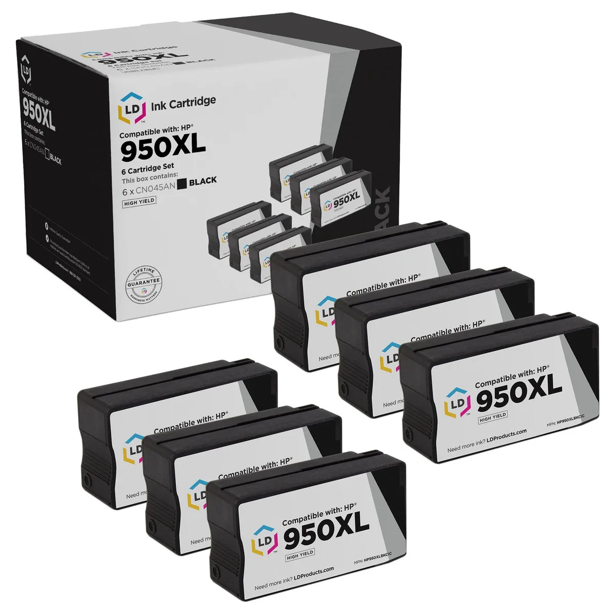 LD Products LD Products HP 950XL CN045AN Black Ink Cartridges 6-Pack — product photo