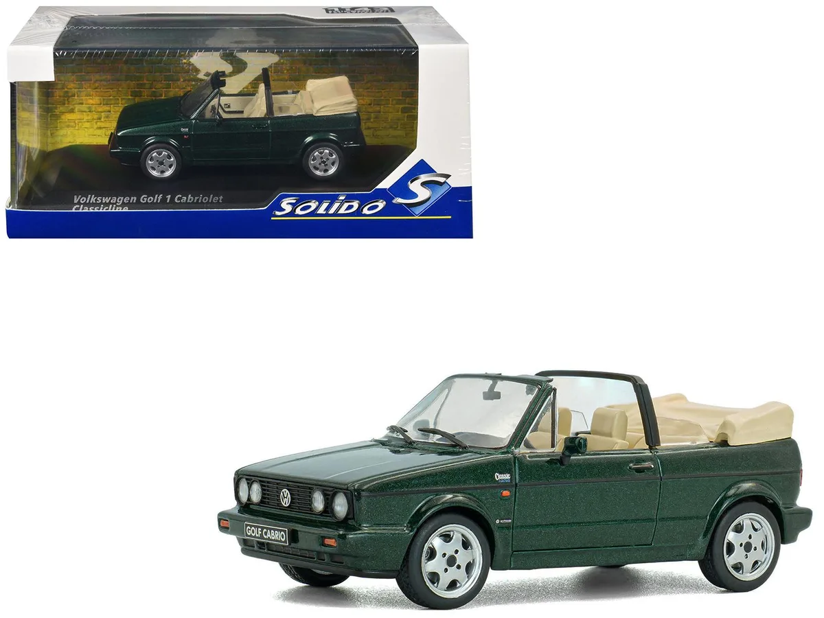 Solido Solido 1992 Volkswagen Golf Cabrio Classic Line Classic Green Metallic 1/43 Diecast Model Car — product photo