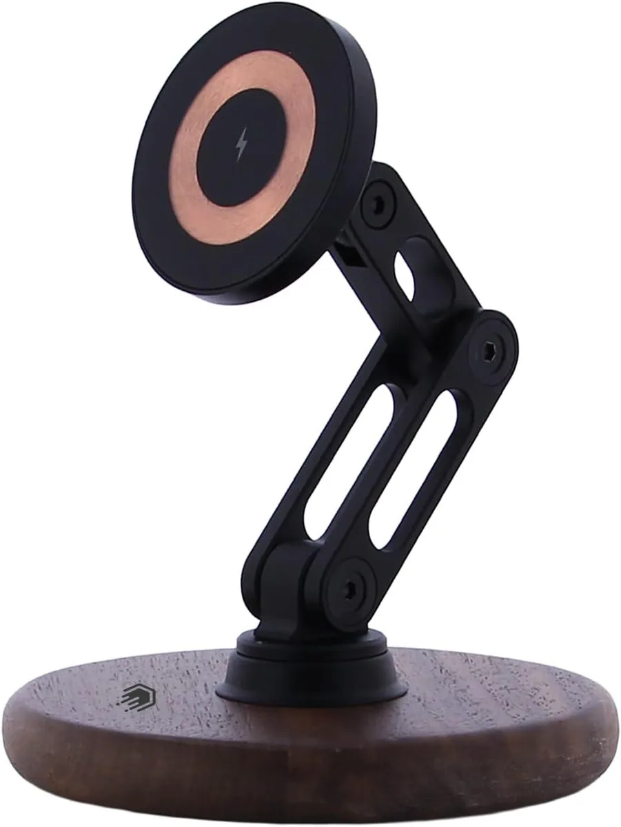 Luisport Luisport 360° Magnetic Wireless Charger Stand (Walnut Wood) — product photo
