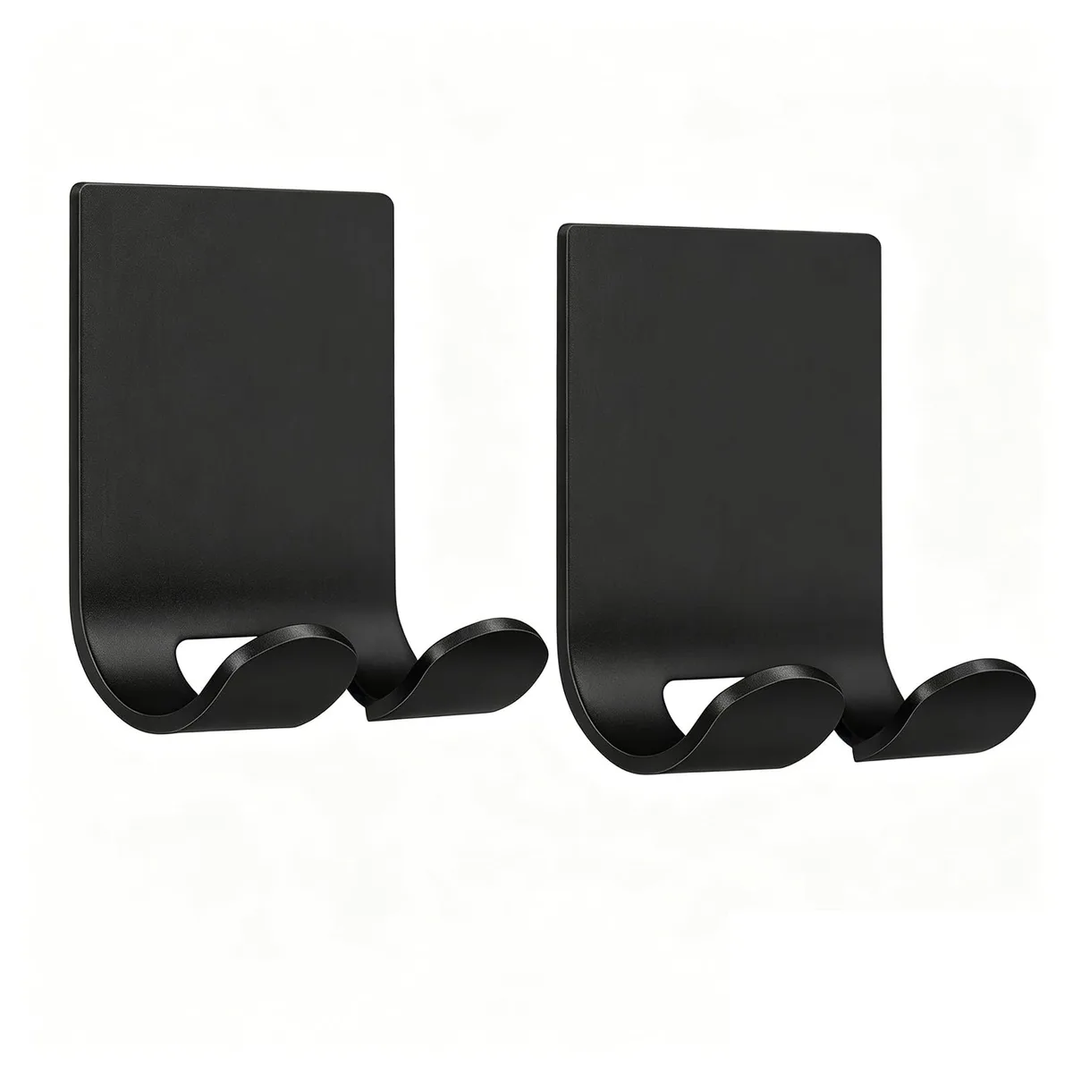 Two stainless steel adhesive hooks with brushed finish