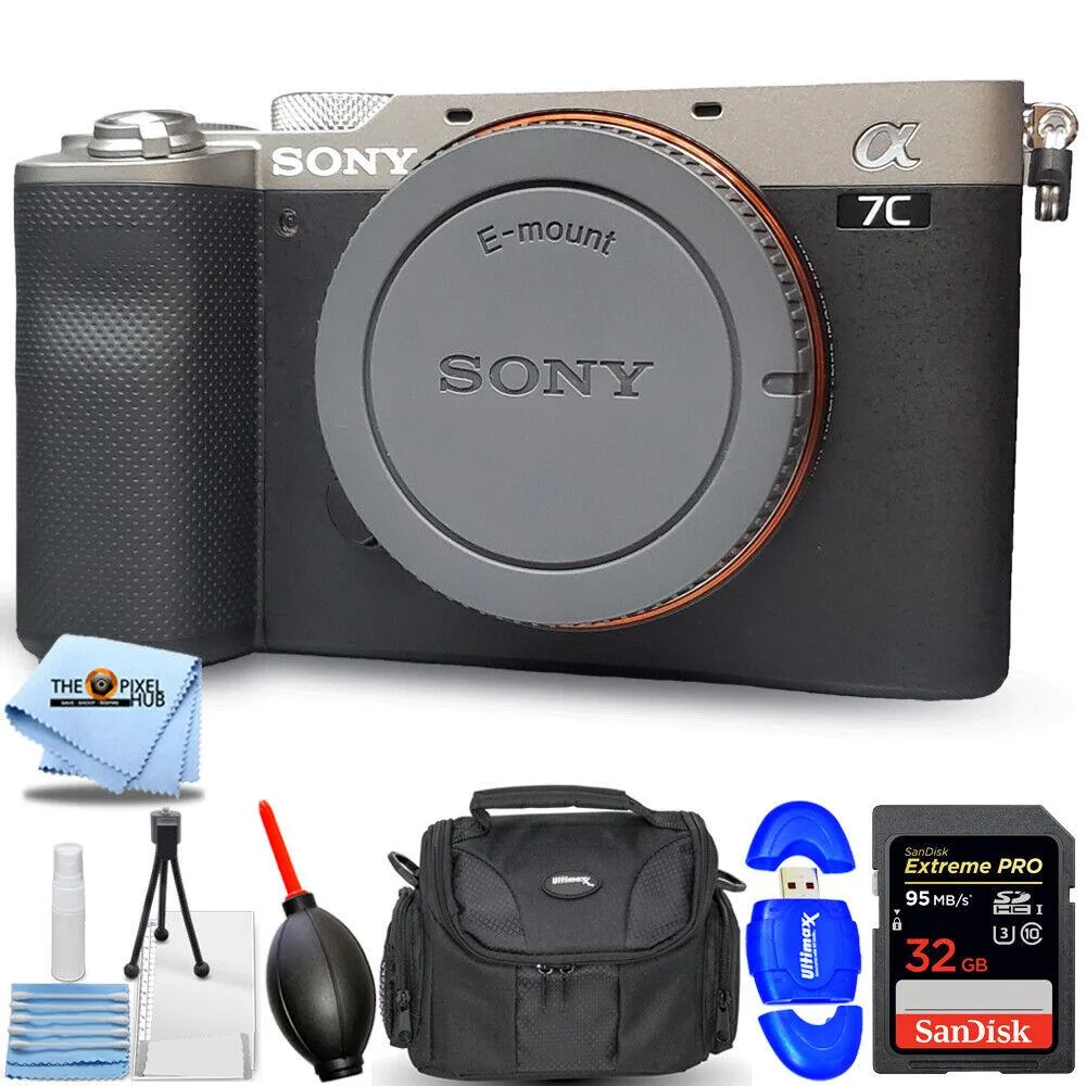 Sony Sony Alpha a7C 24.2MP Full-Frame Mirrorless Camera Body Only Silver 7PC Accessory Kit — product photo