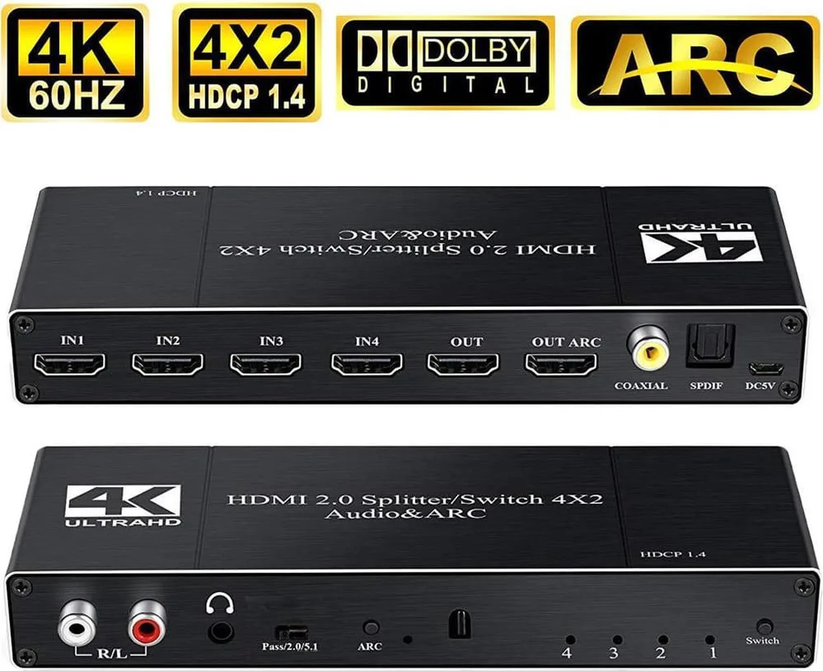 Vszerda Vszerda 4K HDMI Switch 4x2 Audio Extractor ARC — product photo