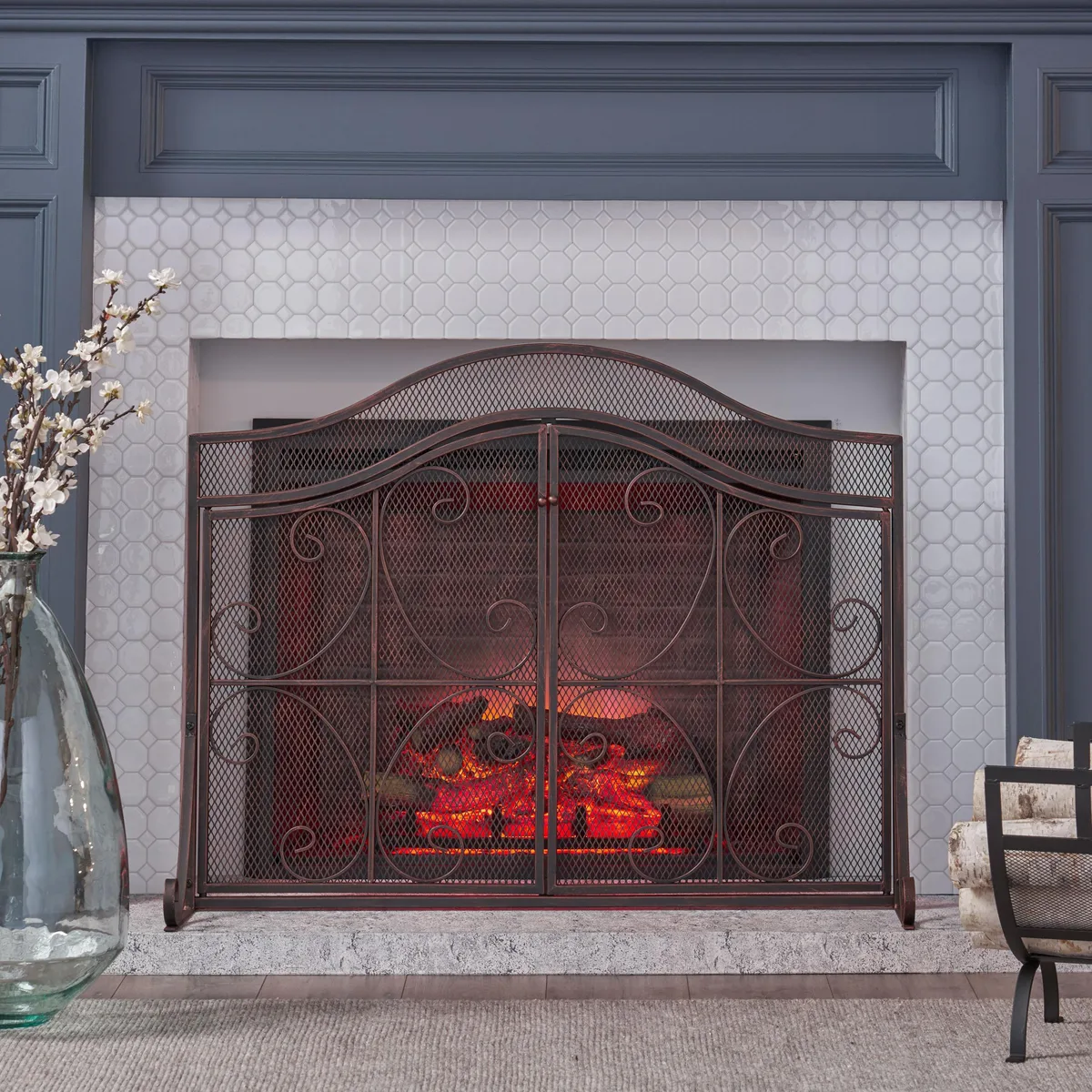 tuphen tuphen fireplace screen black 31.75" H x 43.25" W — product photo