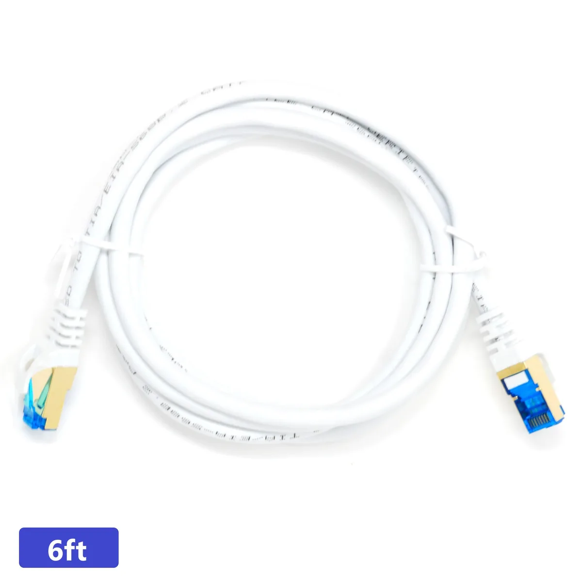 QualGear QualGear Cat 7 RJ45 Ethernet Patch Cable 6 ft White Round — product photo