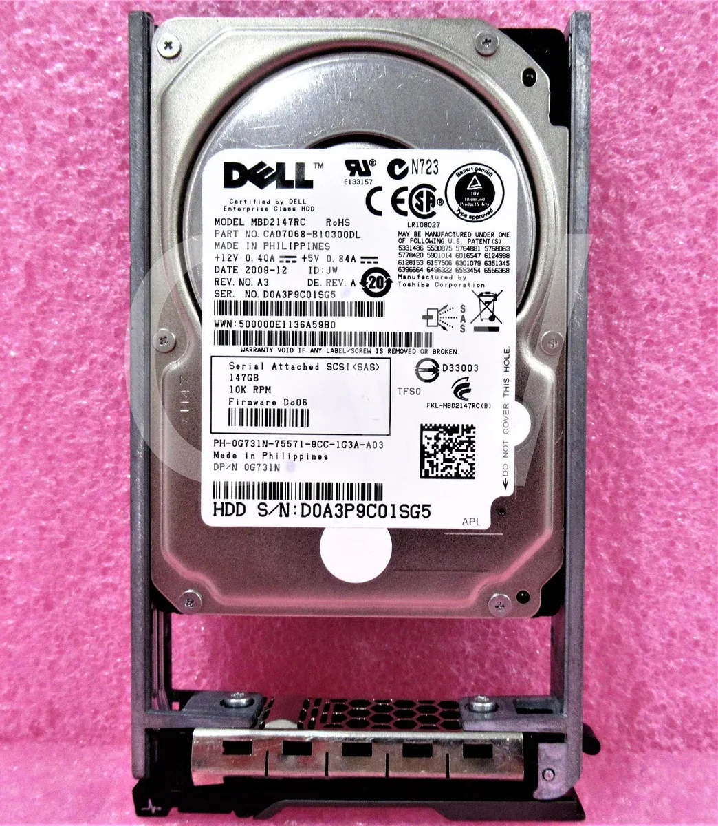 DELL DELL MBD2147RC 146GB 10000RPM 2.5" SAS internal hard drive with tray — product photo