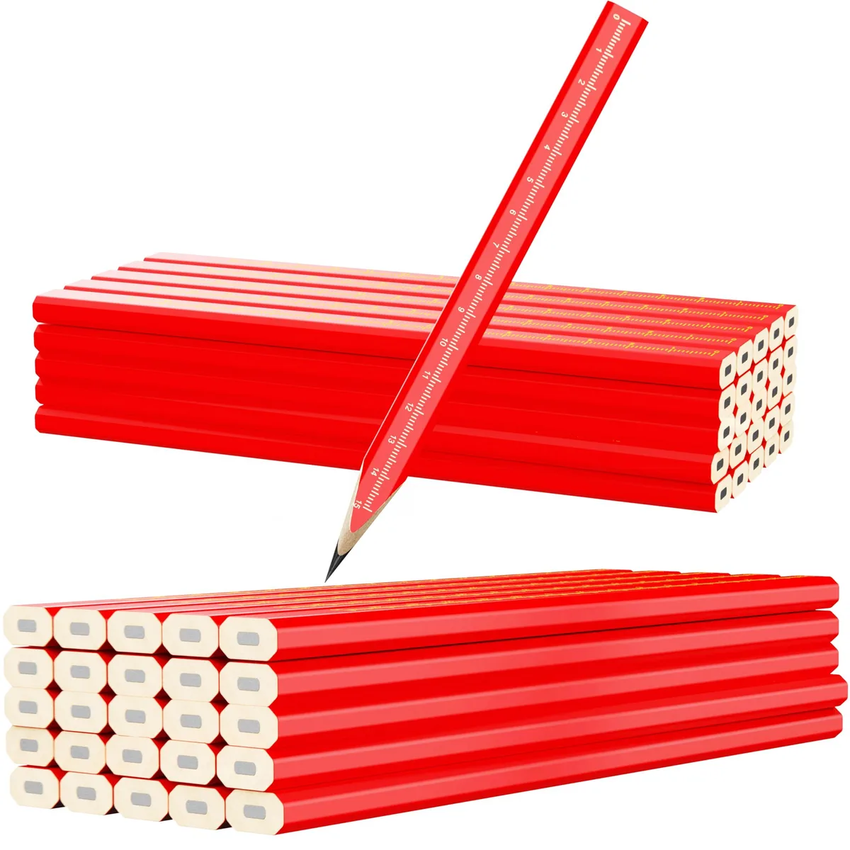 Box of 25 blue carpenter pencils, octagonal shape