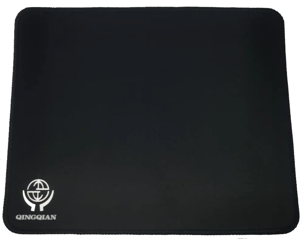  QINGQIAN MM-1 mouse pad 2 pack stitched edge black 8.2×10.2×.12 in and 8.6×7.0×.6 in — product photo