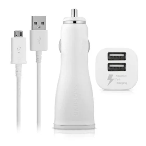 SAMSUNG SAMSUNG Fast Charge Dual-Port Car Charger White 5ft Cable — product photo
