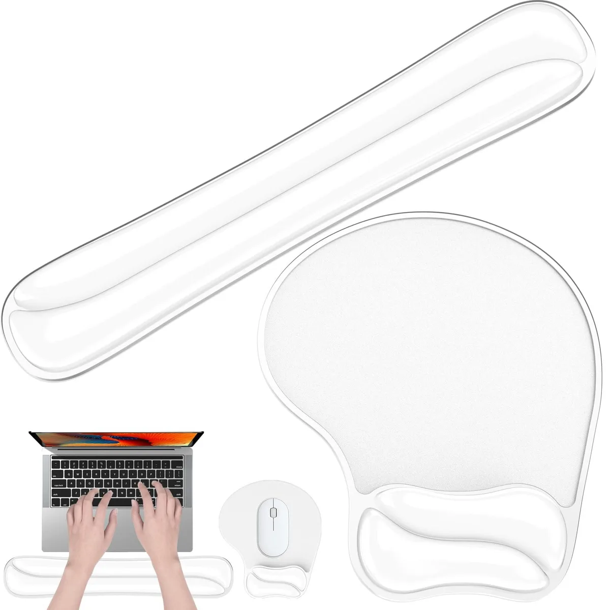 Laokiiy Ergonomic Cooling Gel Wrist Rest Set Clear 14.96x8.66 in — product photo
