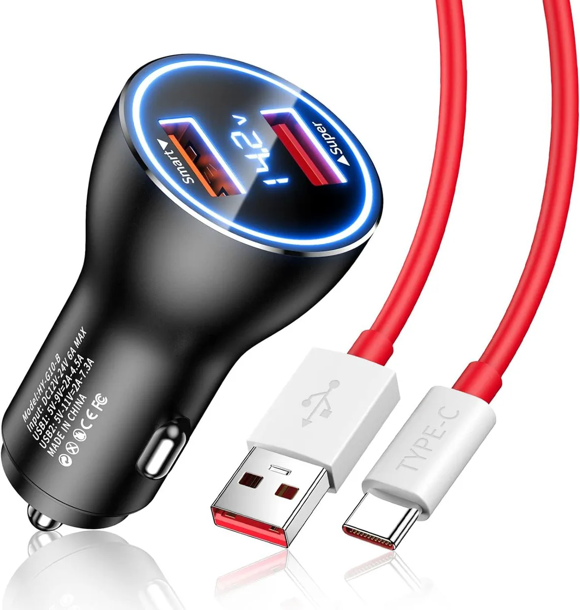 PISKEKAT PISKEKAT SuperVOOC 80W Car Charger Kit with 3.3FT Cable — product photo