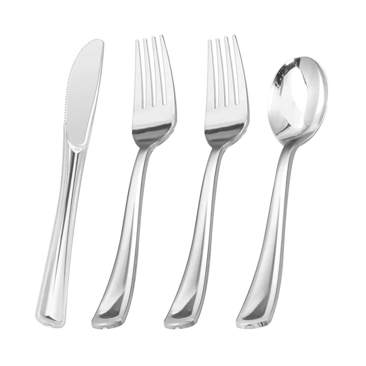 Black plastic cutlery set, 60 pieces in a box