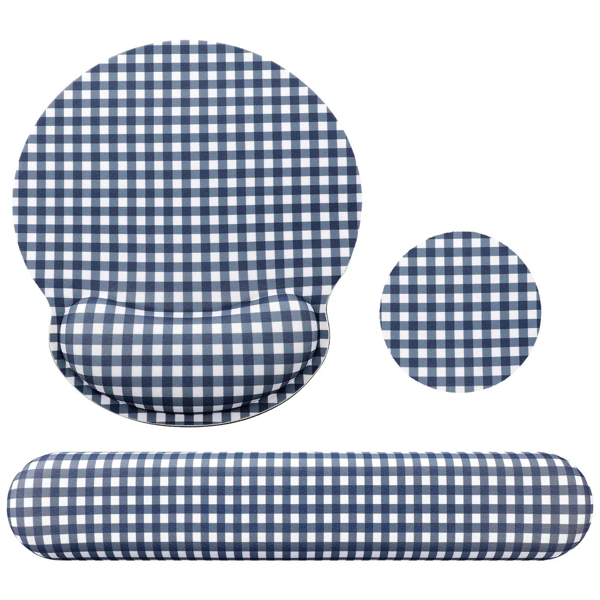  Tellegloww QMF-Tellegloww-2439 Navy Blue Gingham Wrist Rest Set Mouse Pad — product photo
