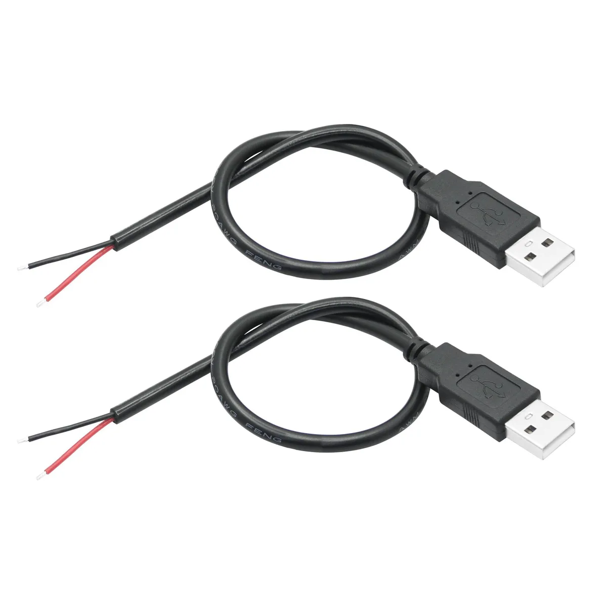 Vszerda Vszerda USB A Male to 2 Pin Bare Wire 11inch 20AWG 2-Pack — product photo