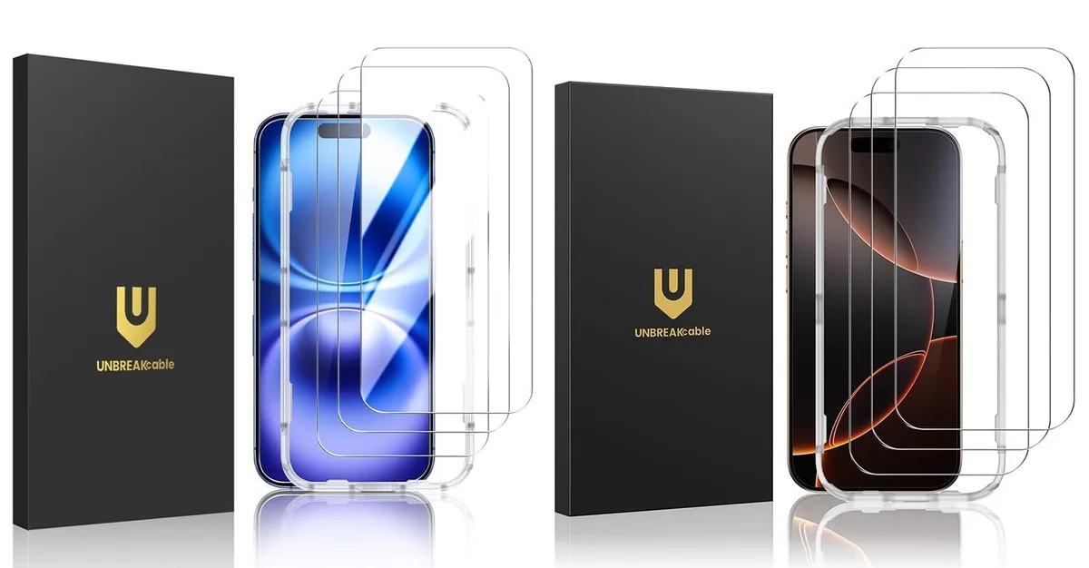Two boxes of Motorola tempered glass screen protectors, three per pack, for iPhone 16 and 16 Pro