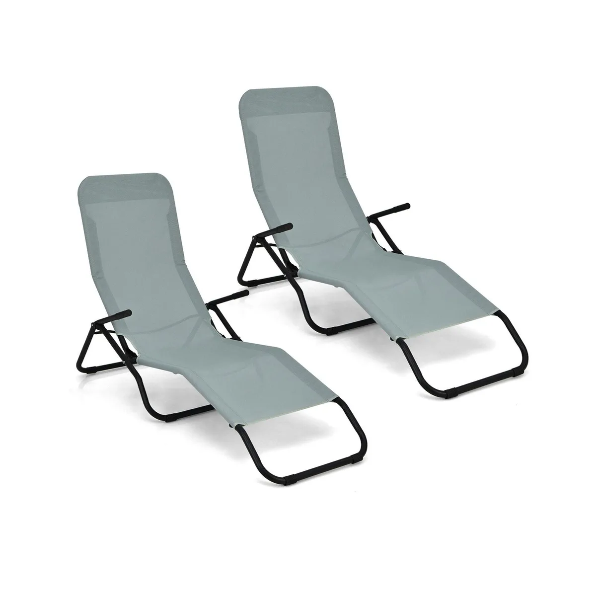 SlickBlue SlickBlue 2-Piece Folding Patio Chaise Lounger Rocking Light Green — product photo