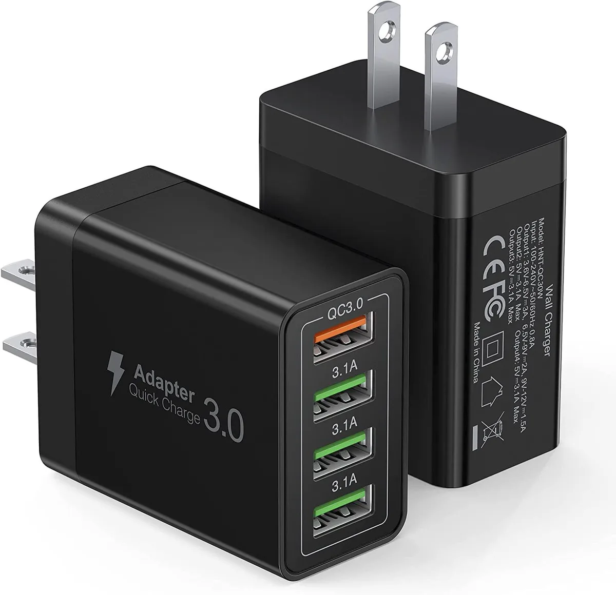 Corn Electronics Corn Electronics 30W 4-Port USB-A Charger 2-Pack Black — product photo