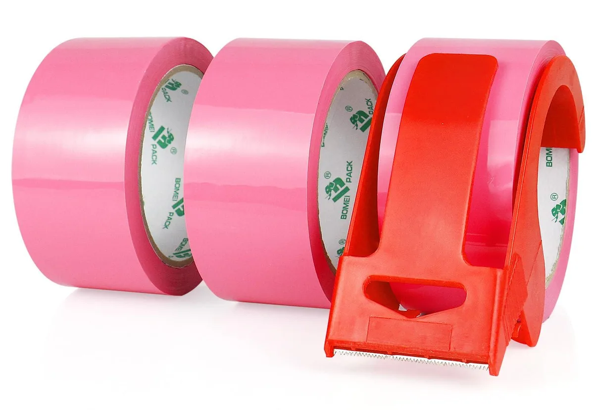 Pink Packing Tape 1.88'' x 55yds 3 Rolls with Dispensers — product photo