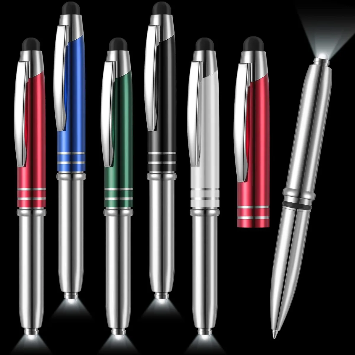 Chinco 5-Pack 3-in-1 Stylus Pen with LED Flashlight — product photo