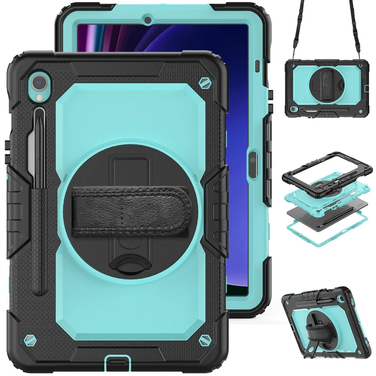 Timoom Timoom Heavy Duty Shockproof Case Light Blue 10.9-11" 360° Stand Straps — product photo