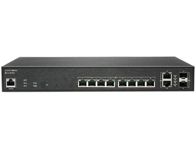 SonicWall SonicWall 02-SSC-2464 12-port managed network switch 10 RJ45 2 SFP 130W PoE — product photo