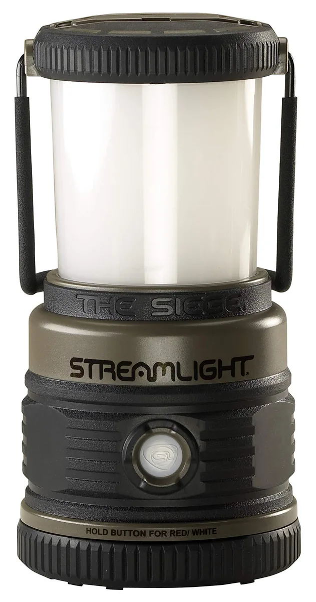 Coyote-coloured compact LED lantern with handle and D-rings