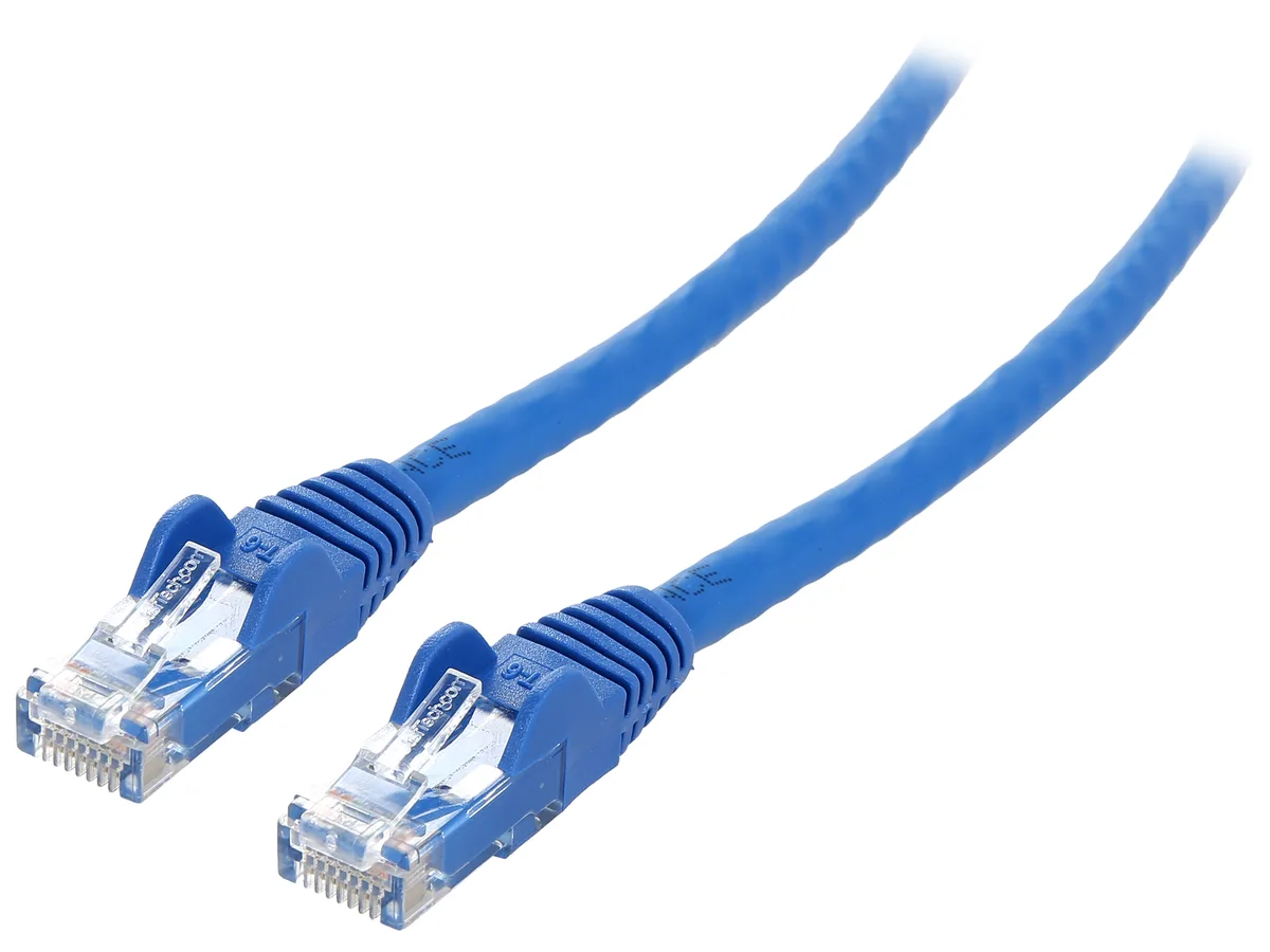Blue 12 ft Cat6 Ethernet cable with snagless RJ45 connectors