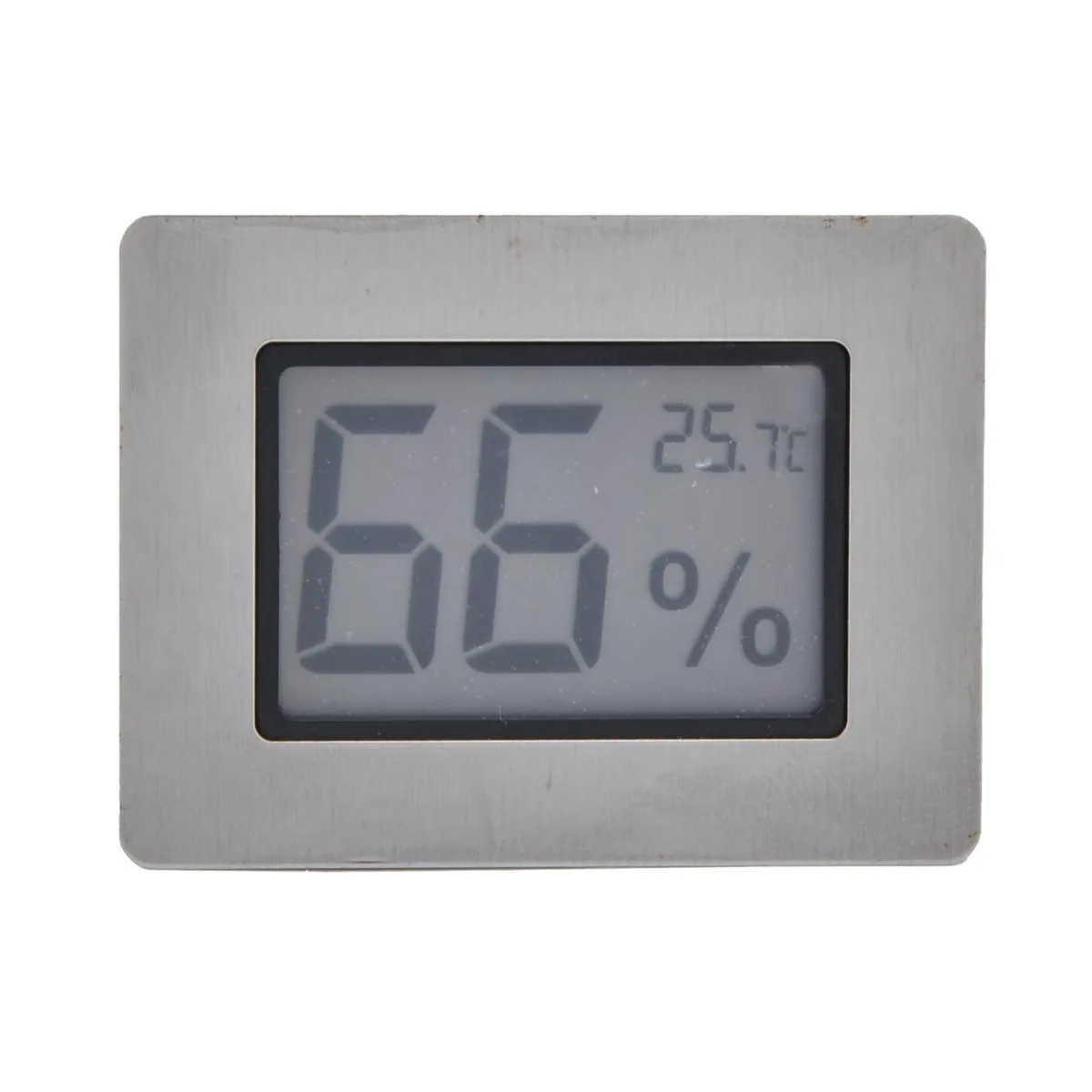 Small white digital hygrometer thermometer with LCD screen 2.1x1.6x0.5in