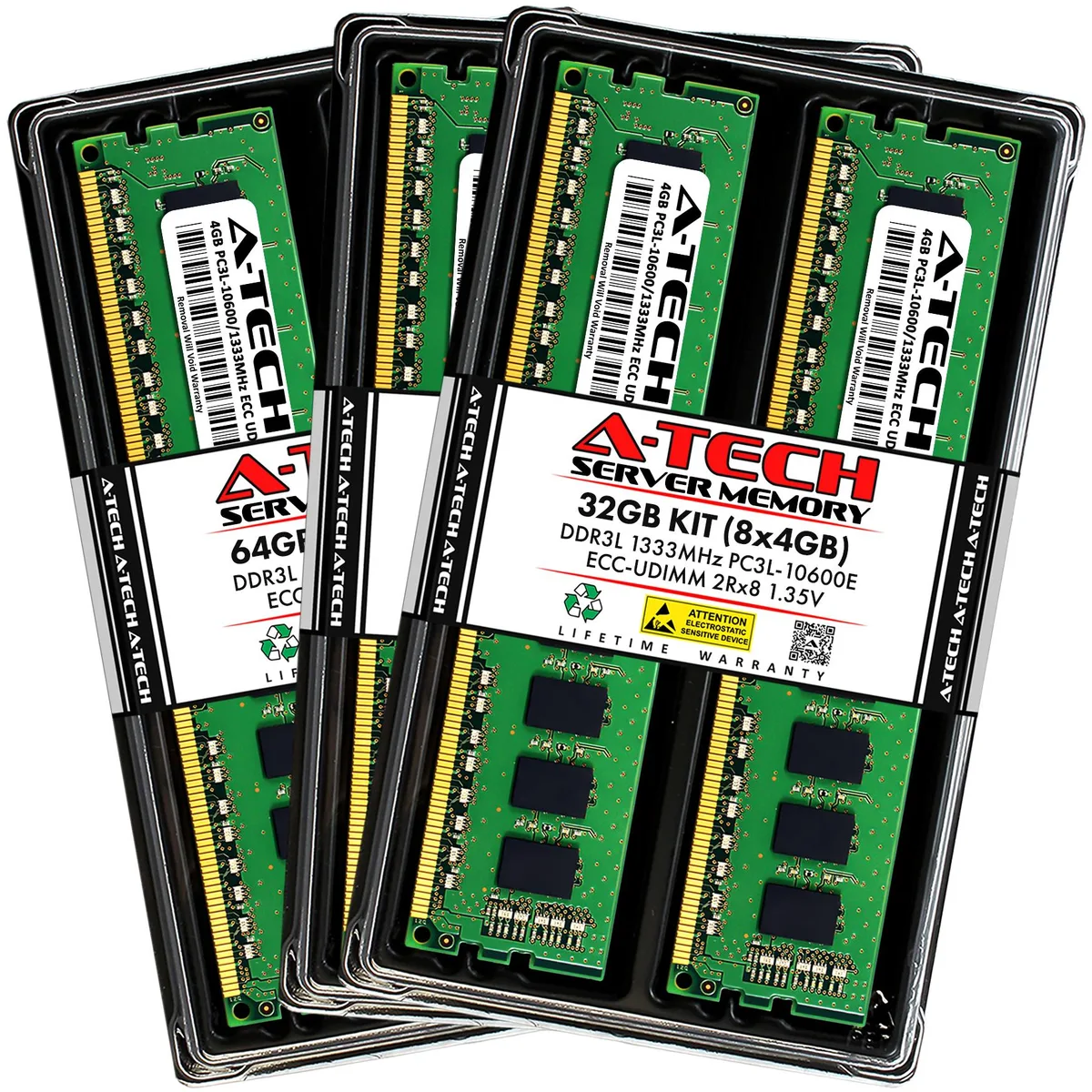 A-Tech A-Tech 32GB (8x4GB) DDR3L 1333 ECC UDIMM 2Rx8 1.35V Server RAM — product photo