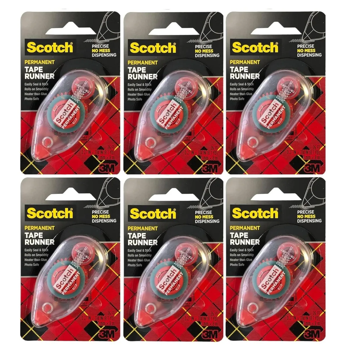 Scotch CBGNHW011159 Double-Sided Tape .27 in x 26 ft 6 Pack — product photo