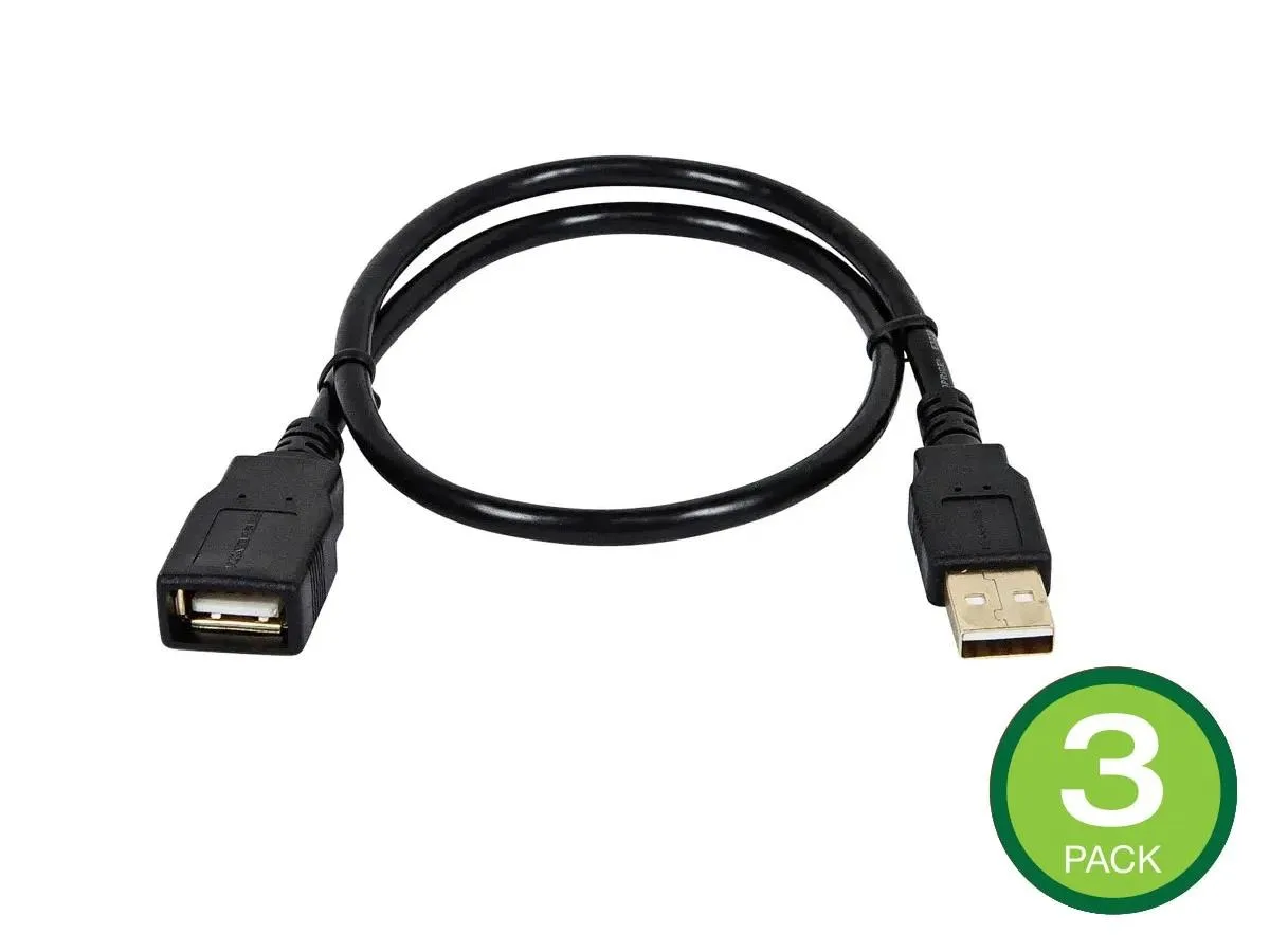 Monoprice Inc. Monoprice 134891 USB 2.0 A Male to A Female Extension Cable .5m 3-pack — product photo