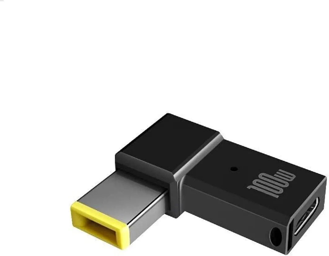 Small rectangular USB-C to slim-tip adapter, aluminium finish