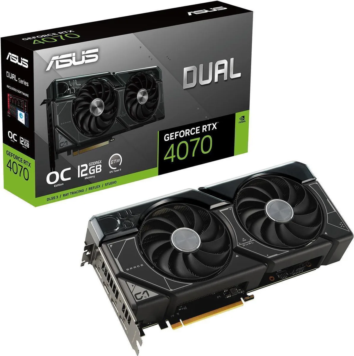 ASUS ASUS Dual GeForce RTX 4070 EVO OC Edition 12GB GDDR6X graphics card — product photo