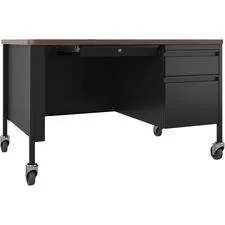 Lorell Lorell 66943 Right-Pedestal Mobile Desk 48x30 Walnut/Black — product photo