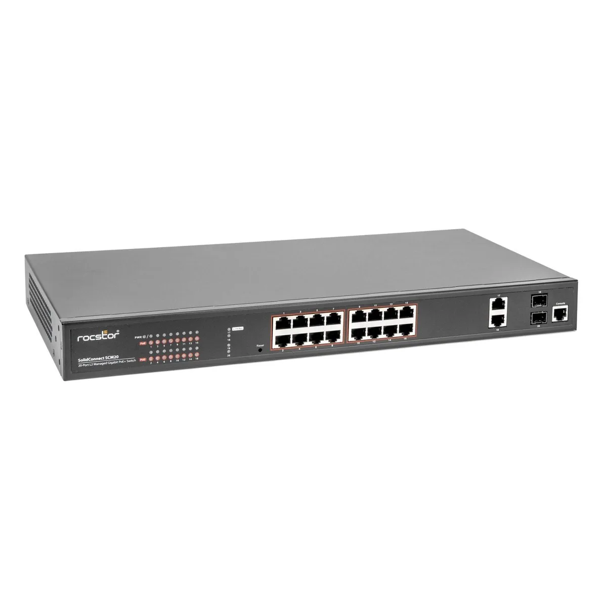 Rocstor Rocstor SolidConnect SCM20 16-Port PoE+ Gigabit L2 Managed Switch — product photo