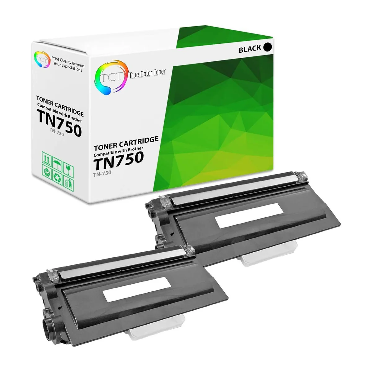 TCT TCT TN-750 Black Toner Cartridge 2 Pack 8000 Pages — product photo