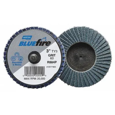 Norton Abrasives Norton Abrasives BlueFire R884P Flap Disc 2 in Grit 80 Type 27 TR hardware — product photo