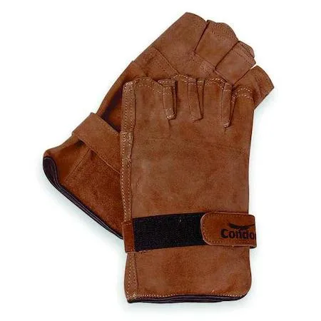 Condor Condor 6JJ98 Leather Drivers Gloves Hook-and-Loop Cuff Wing Thumb Brown M — product photo