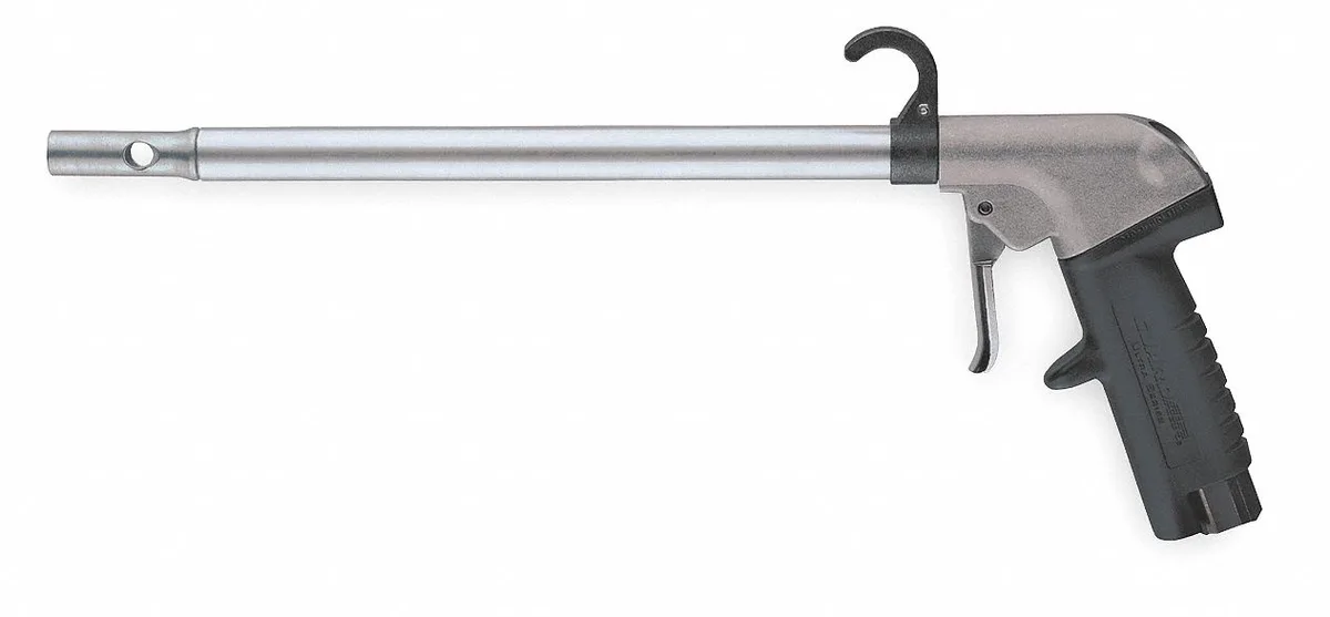 Grey aluminium pistol-grip air gun with 12-inch straight extension and safety tip