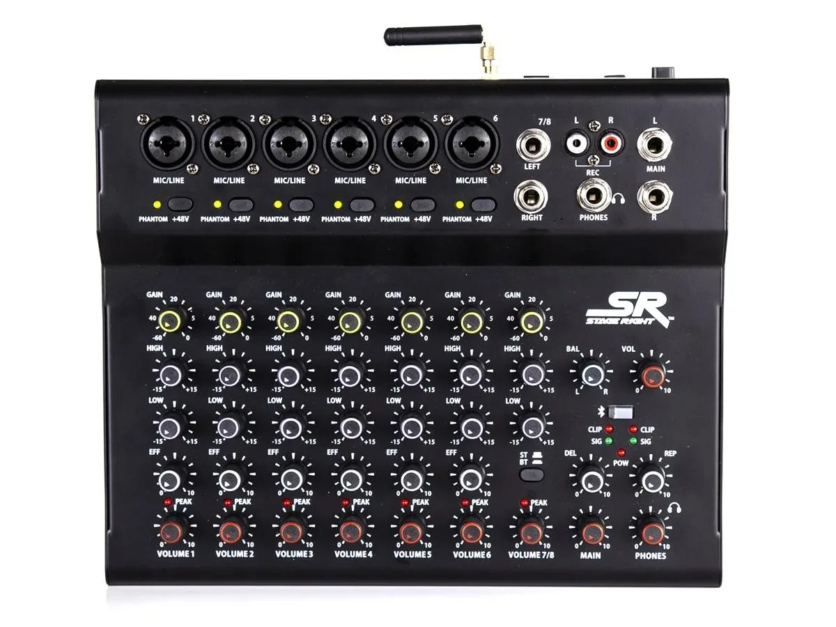 Monoprice Inc. Monoprice 625912 8-Channel Audio Mixer Bluetooth USB Effects — product photo