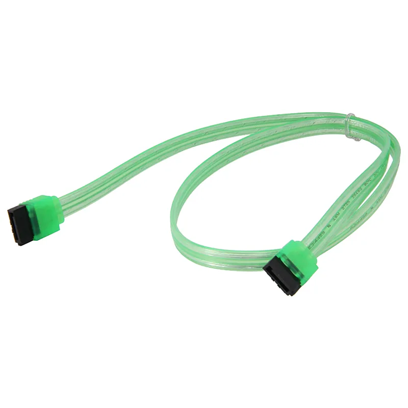 EN-Labs EN-Labs 5PKSATAIII60CMGN90 5-pack SATA cable UV Green 24" 6Gb/s locking latch — product photo